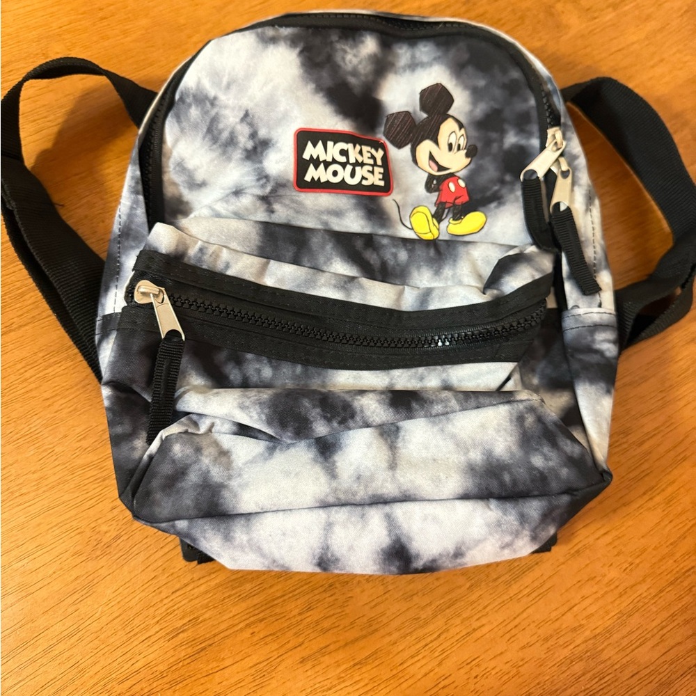 Mickey Mouse Black & Gray Tie-Dye Kids Backpack